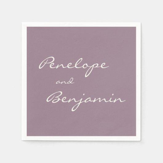 Minimalistische Paarse Dusty Script Weddenschap Aa Servet (Voorkant)