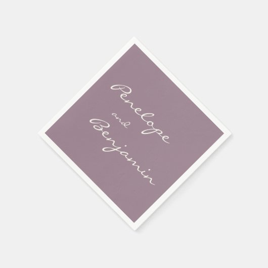 Minimalistische Paarse Dusty Script Weddenschap Aa Servet (Hoek)