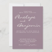 Minimalistische Paarse Dusty Script Weduwfoto Kaart (Voorkant)