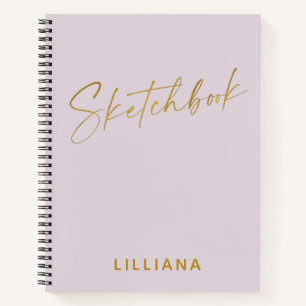 Minimalistische paarse en gouden gepersonaliseerde notitieboek