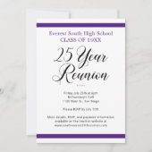 Minimalistische Paarse en Witte 25 Jaar Klasse Reü Kaart (Voorkant)
