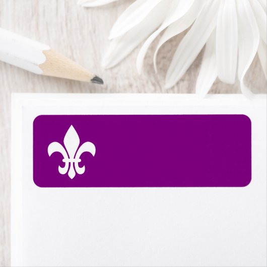 Minimalistische paarse en witte Fleur de Lys Etiket (Insitu)