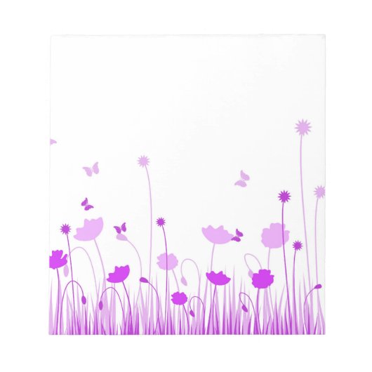 Minimalistische paarse en witte klaprozen weide bl notitieblok (Voorkant)