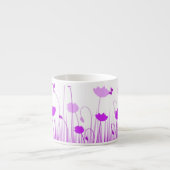 Minimalistische Paarse en Witte Poppies Meadow Flo Espresso Kop (Voorkant)