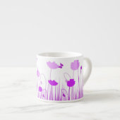 Minimalistische Paarse en Witte Poppies Meadow Flo Espresso Kop (Voorkant rechts)