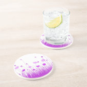 Minimalistische Paarse en Witte Poppies Meadow Flo Zandsteen Onderzetter (Zijkant)