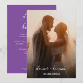 Minimalistische Paarse Foto RSVP QR Code Bruiloft Kaart (Voorkant / Achterkant)