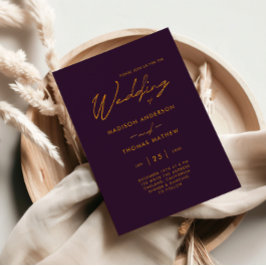 Minimalistische Paarse Gouden Moderne Typografie T Kaart