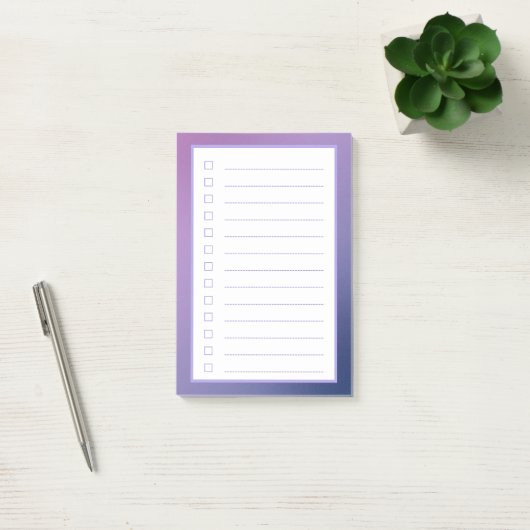 Minimalistische Paarse-gradiëntchecklist Post-it® Notes (Kantoor)