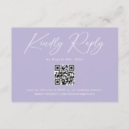 Minimalistische paarse lavendel QR-code trouw-RSVP Informatiekaartje