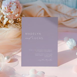 Minimalistische Paarse Lavendel QR Code Wedding Kaart