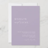 Minimalistische Paarse Lavendel QR Code Wedding Kaart (Voorkant)