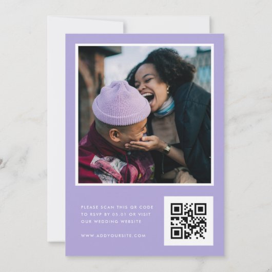 Minimalistische paarse lavendel rand frame QR-code Kaart (Achterkant)