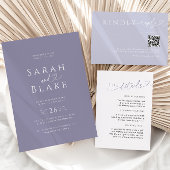 Minimalistische Paarse Lila hart bruiloft uitnodig Kaart