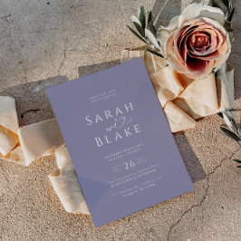 Minimalistische Paarse Lila hart bruiloft uitnodig Kaart