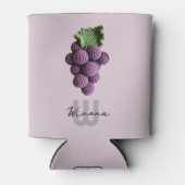 Minimalistische Paarse Oma Chic Haak Druif Naam Blikjeskoeler (Voorkant)