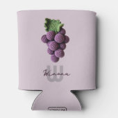 Minimalistische Paarse Oma Chic Haak Druif Naam Blikjeskoeler (Achterkant)