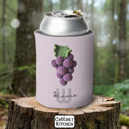 Minimalistische Paarse Oma Chic Haak Druif Naam Blikjeskoeler