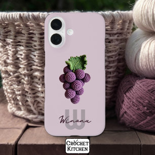 Minimalistische Paarse Oma Chic Haak Druif Naam iPhone 16 Hoesje