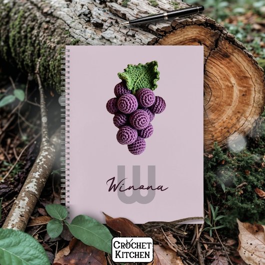 Minimalistische Paarse Oma Chic Haak Druif Naam Notitieboek