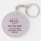 Minimalistische Paarse Oma Chic Haak Druif Naam Sleutelhanger (Achterkant)