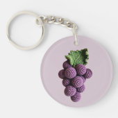 Minimalistische Paarse Oma Chic Haak Druif Naam Sleutelhanger (Voorkant)