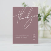 Minimalistische paarse paars script typografie bru bedankkaart (Staand voorkant)
