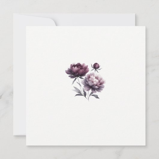 Minimalistische Paarse pioenrozen bruiloft bedankt (Achterkant)