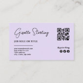 Minimalistische paarse professionele QR-code Visitekaartje (Achterkant)