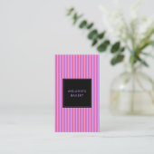 Minimalistische Paarse & Rode Strepen QR Code Bakk Visitekaartje (Staand voorkant)