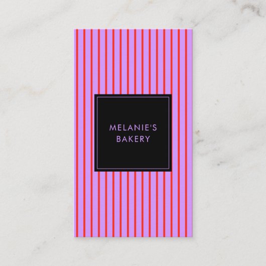 Minimalistische Paarse & Rode Strepen QR Code Bakk Visitekaartje (Voorkant)