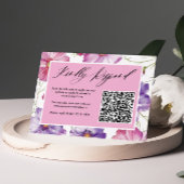 Minimalistische Paarse Roze Bloemen Huwelijk QR Co RSVP Kaartje
