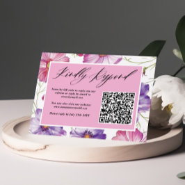 Minimalistische Paarse Roze Bloemen Huwelijk QR Co RSVP Kaartje