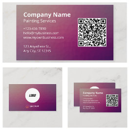 Minimalistische Paarse schilder QR-code Visitekaartje