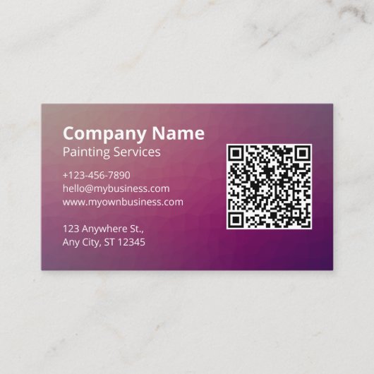 Minimalistische Paarse schilder QR-code Visitekaartje (Voorkant)