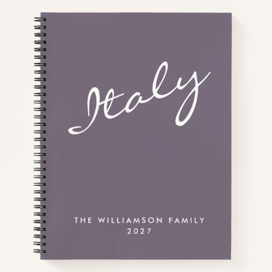 Minimalistische paarse script gepersonaliseerde re notitieboek (Voorkant)