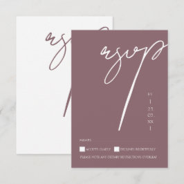 Minimalistische paarse script typografie trouw RSVP kaartje