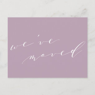 Minimalistische paarse script We verhuisden naar e Briefkaart
