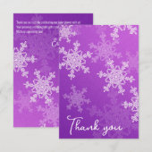 Minimalistische Paarse sneeuwvlokken Baby shower D Bedankkaart (Voorkant / Achterkant)