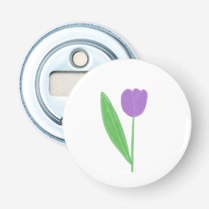 Minimalistische Paarse Tulp Lentetuin Cadeau Button Flesopener
