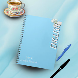 Minimalistische Paarse Verticale Tekst Schoolvak Notitieboek