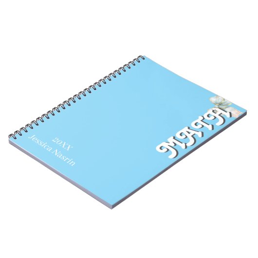 Minimalistische Paarse Verticale Tekst Schoolvak Notitieboek (Linkerzijde)