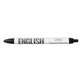 Minimalistische Paarse Verticale Tekst Schoolvak Zwarte Inkt Pen