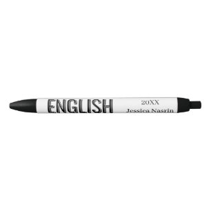 Minimalistische Paarse Verticale Tekst Schoolvak Zwarte Inkt Pen