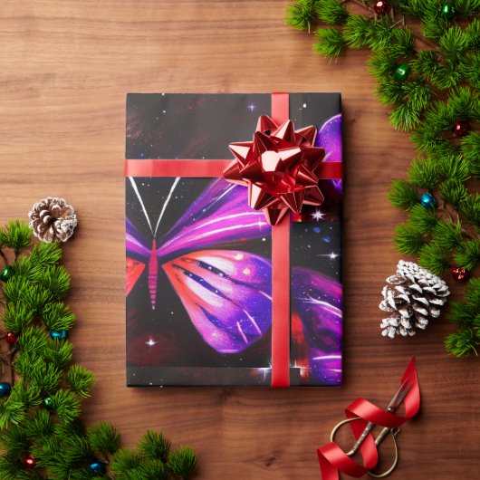 Minimalistische paarse vlinders cadeaupapier (Feestdagen Geschenken)