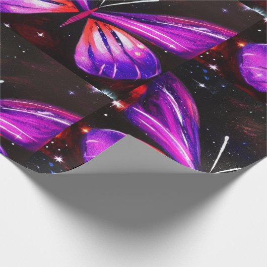 Minimalistische paarse vlinders cadeaupapier (Hoek)