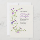 Minimalistische Paarse Wildflower bruiloft Kaart (Voorkant)