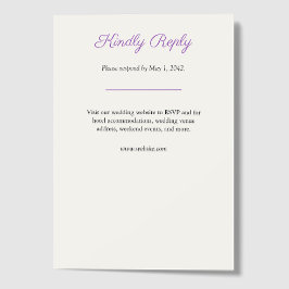 Minimalistische Paarse Wildflower bruiloft RSVP Kaartje