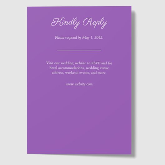 Minimalistische Paarse Wildflower bruiloft RSVP Kaartje