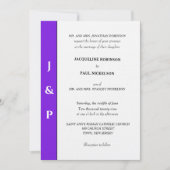 Minimalistische paarse witte monogram  kaart (Voorkant)